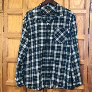 Stanley Men's XL Black & White Plaid Shirt Heavy Cotton Flannel LS Button Up Top